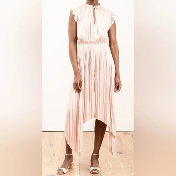 NWT Ulla Johnson Senna Satin Flutter Sleeve Midi Dress in Peony, Size 4. - Picture 7 of 8